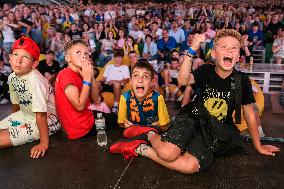 Ukrainian Fans React During The European Championship Football Match Between Ukraine And Belgium In A Fan Zone In Kyiv