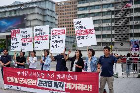 Press Conference Calling For The Abolition Of The South Korea-U.S.-Japan Military Alliance In Seoul