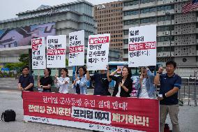 Press Conference Calling For The Abolition Of The South Korea-U.S.-Japan Military Alliance In Seoul