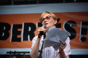 Judith Godreche Speaks At Anti Far-Right Rally - Paris
