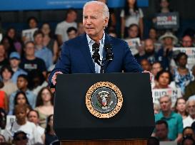 U.S. President Joe Biden And U.S. First Lady Jill Biden Deliver Remarks At A Campaign Rally Post-CNN Presidential Debate In Rale