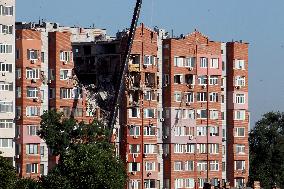 Aftermath of Russian missile strike on Dnipro