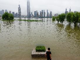 The Hankou Riverbank Park of the Yangtze River is Flooded in Wuhan