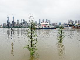 The Hankou Riverbank Park of the Yangtze River is Flooded in Wuhan