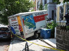 U-Haul Truck Runs Into A Massage Parlor In Washington D.C.