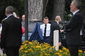 Emmanuel Macron And Brigitte Macron Arrive To Polling Station - France