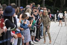 Emmanuel Macron And Brigitte Macron Arrive To Polling Station - France