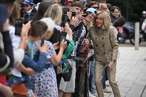 Emmanuel Macron And Brigitte Macron Arrive To Polling Station - France