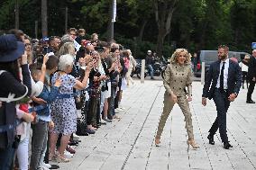 Emmanuel Macron And Brigitte Macron Arrive To Polling Station - France