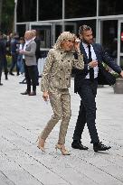 Emmanuel Macron And Brigitte Macron Arrive To Polling Station - France