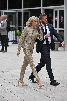 Emmanuel Macron And Brigitte Macron Arrive To Polling Station - France