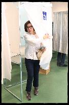 Rachida Dati Votes At Polling Station - Paris