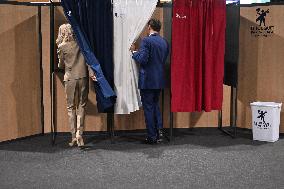 Emmanuel And Brigitte Macron At The Polling Station - Le Touquet