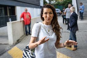 Sabrina Agresti-Roubache arrives at her campaign headquarter in Marseille