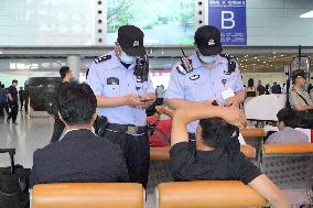 Police inspection at Beijing airport