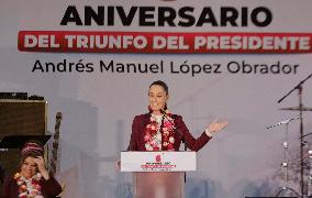 Claudia Sheinbaum, Virtual Winner Of The Elections In Mexico For The MORENA Party, Celebrates The 6th Anniversary Of The Triumph