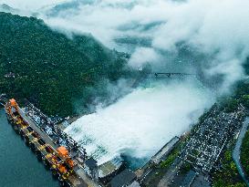 Flood Discharge From Xin 'an River Dam in Hangzhou