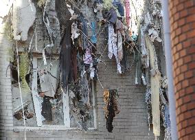 Removing rubble at Dnipro apartment block hit by Russian missile on June 28