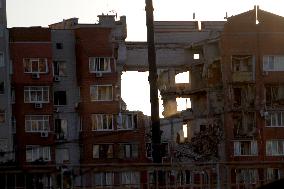 Removing rubble at Dnipro apartment block hit by Russian missile on June 28