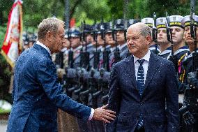 Poland's PM Donald Tusk Hosts German Chancellor Olaf Scholz