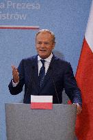 Poland's PM Donald Tusk And Germany's Chancellor Olaf Scholz Press Conference.