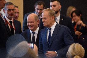 Poland's PM Donald Tusk And Germany's Chancellor Olaf Scholz Press Conference.