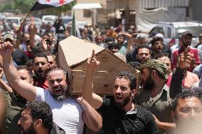 Funeral Procession For Casualties Who Fell During Widespread Protests In Northern Syria.