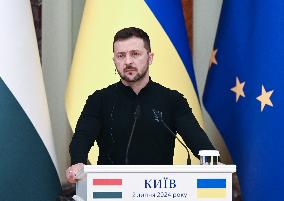 Media Briefing Of Prime Minister Of Hungary And Ukrainian President Volodymyr Zelensky In Kyiv, Amid Russia's Invasion Of Ukrain