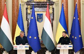 Media Briefing Of Prime Minister Of Hungary And Ukrainian President Volodymyr Zelensky In Kyiv, Amid Russia's Invasion Of Ukrain