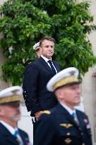 Macron Reviews Air Force Servicemen - Paris