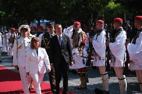Greek President Sakellaropoulou Receives Latvian President Rinkevics In Athens