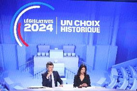 BFM broadcast on the 2024 legislative elections - Paris
