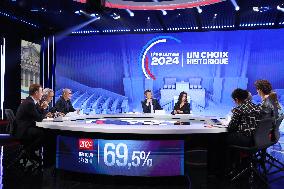 BFM broadcast on the 2024 legislative elections - Paris
