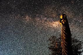 Milky Way Seen Over The Temple In Kantale, Sri Lanka
