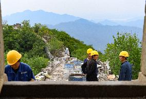 Archeologists And Workers Restore Great Wall - China