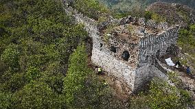 Archeologists And Workers Restore Great Wall - China