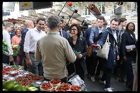 Gabriel Attal And Rachida Dati At Raspail Market - Paris