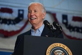 U.S. President Joe Biden At A Campaign Rally In Madison Wisconsin Says He Is Staying In The 2024 Race For President Of The Unite