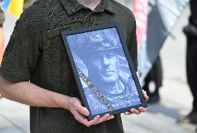 Funeral Ceremony For British Volunteer And Combat Medic Peter Fouche In Kyiv, Amid Russia's Invasion Of Ukraine.