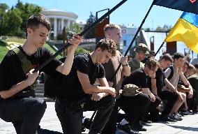 Funeral Ceremony For British Volunteer And Combat Medic Peter Fouche In Kyiv, Amid Russia's Invasion Of Ukraine.