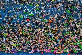 People Cool Off at A Water Park in Nanjing
