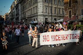 No Incinerator Demonstration In The Streets Of Central Rome