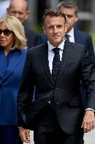 Emmanuel And Brigitte Macron Leaving Polling Station - Le Touquet