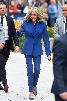 Emmanuel And Brigitte Macron Leaving Polling Station - Le Touquet