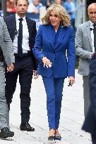 Emmanuel And Brigitte Macron Leaving Polling Station - Le Touquet