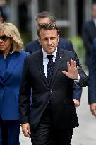 Emmanuel And Brigitte Macron Leaving Polling Station - Le Touquet