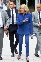 Emmanuel And Brigitte Macron Leaving Polling Station - Le Touquet