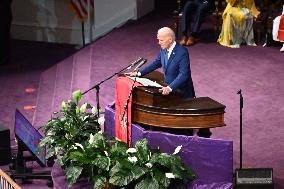 U.S. President Joe Biden Speaks At A Church Service Campaign Rally In Philadelphia Pennsylvania