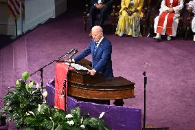 U.S. President Joe Biden Speaks At A Church Service Campaign Rally In Philadelphia Pennsylvania