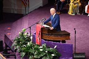 U.S. President Joe Biden Speaks At A Church Service Campaign Rally In Philadelphia Pennsylvania